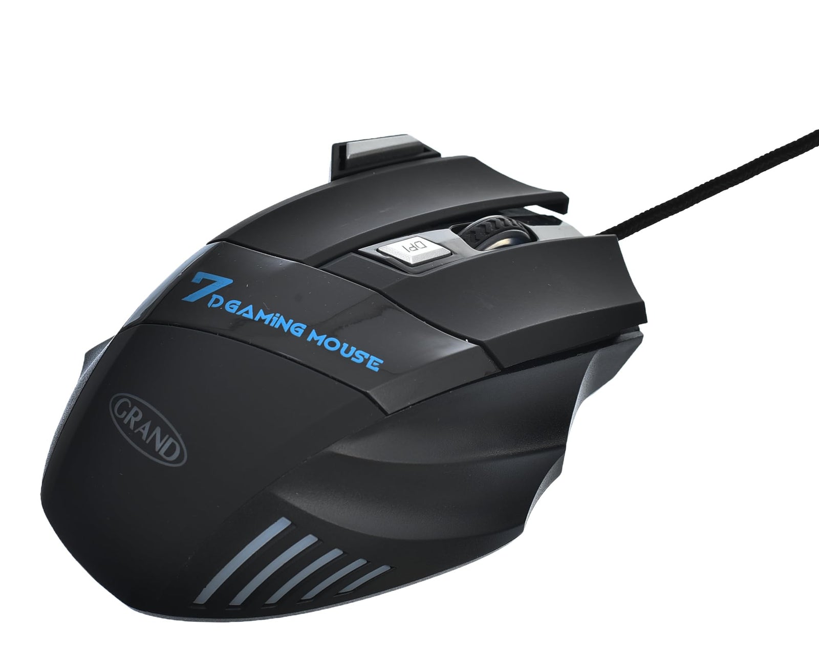 Generic GRAND QS-1700 Gaming Mouse Colorful Lightning With Seven Button And Nylon Braided Wire Elegant Appearance EfficientFor Computer - Black Silver