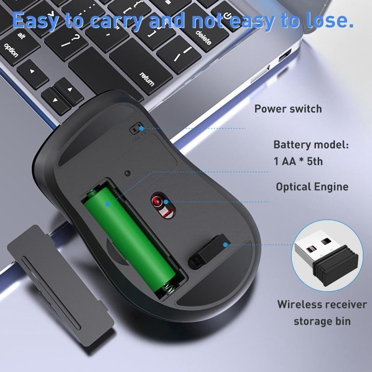 Generic FV-G200 Wireless Mouse – 2.4G Wireless office business mic – 6 Buttons – 3200DPI – Energy saving – ON/OFF Button – Ergonomic Design – Effective distance 10m – 1x AA Battery included (Black) - Safqqa Egypt