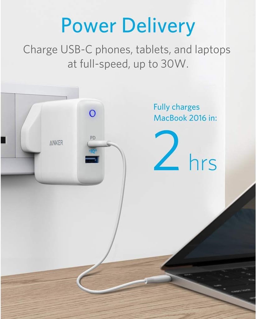 Anker PowerPort II PD Adapter – White with 1 PD & 1 Power IQ 2.0 Port