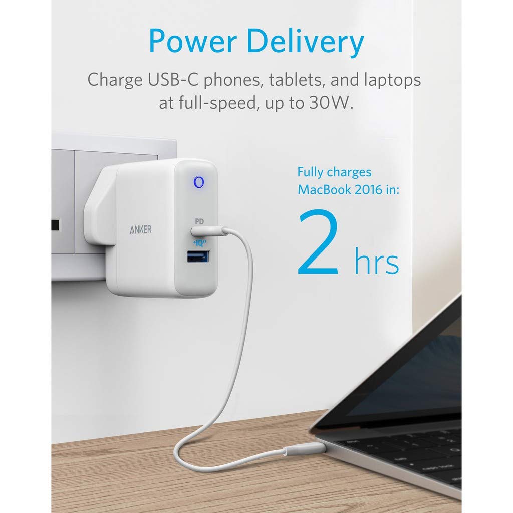 Anker PowerPort II PD Adapter – White with 1 PD & 1 Power IQ 2.0 Port