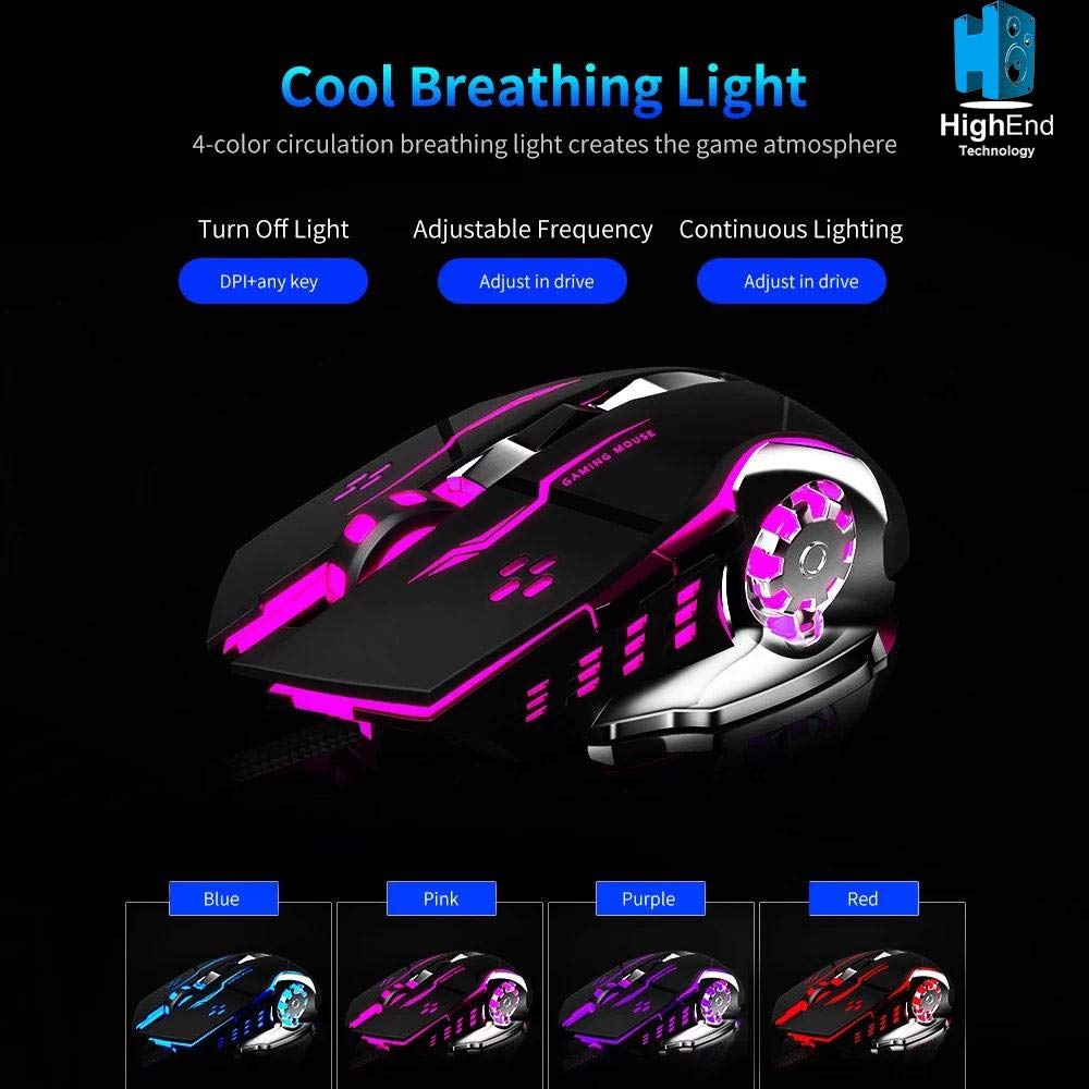Aula S20 3200 Dpi LED Macro Gaming Mouse - Black - Safqqa Egypt