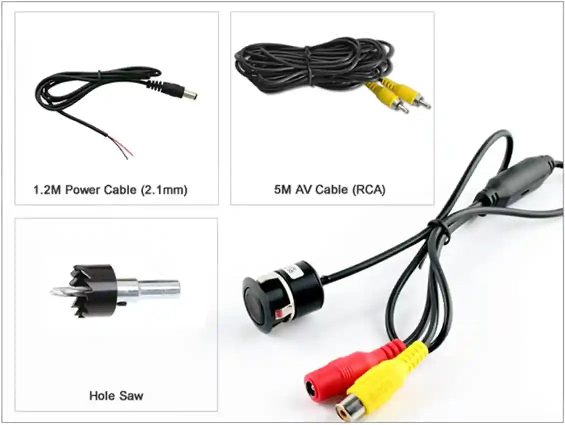 Cocar AC18 Car Auto Rear View Camera Backup Cam Bumper Hole Drilling 18mm Mount Universal Fit Parking Assistance Grid Lines - Safqqa Egypt