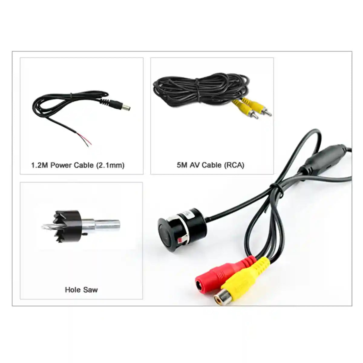 Cocar AC18 Car Auto Rear View Camera Backup Cam Bumper Hole Drilling 18mm Mount Universal Fit Parking Assistance Grid Lines - Safqqa Egypt