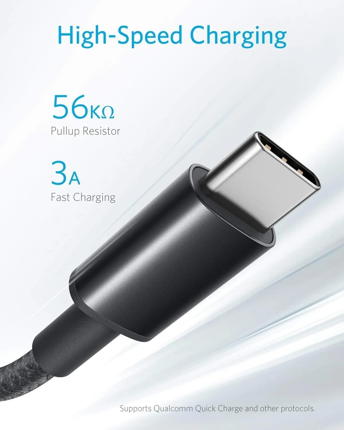 كابل أنكر USB-C إلى USB A 2.0 (6ft/1.8m)، عالي المتانة، طويل العمر، قوي، سريع، كابل شحن مضفر من نوع C متوافق مع جميع أجهزة أندرويد سامسونج S24، S23 وآيفون 16 والمزيد - صندوق تالف