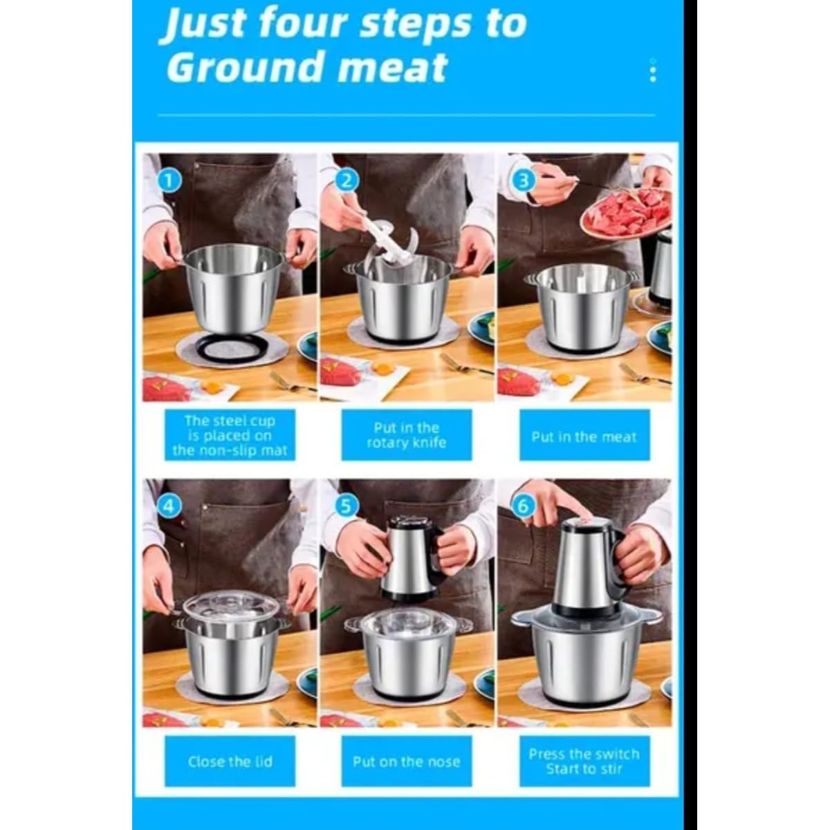 مفرمة اللحم الكهربائية القوية بسعة 3 لتر ومحرك بقدرة 800 وات. تتميز بهيكل وشفرات من الفولاذ المقاوم للصدأ لتوفير أداء متين وفعال في طحن وفرم وخلط المكونات خلال ثوانٍ. يعمل المحرك القوي بقدرة 800 وات على إنجاز المهام بسرعة وكفاءة، 