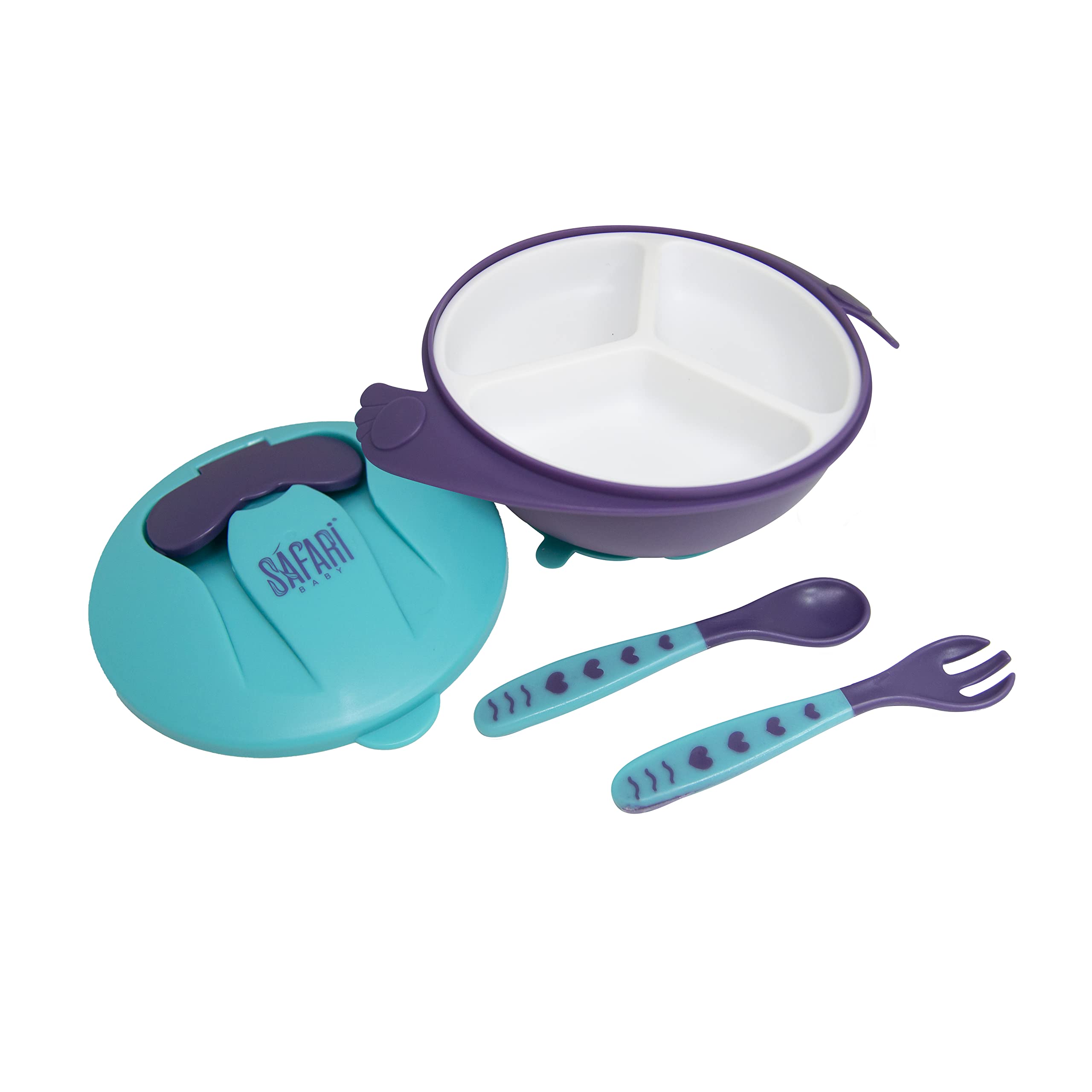 Safari dividable bowl with spoon and fork blue 1 piece - Safqqa Egypt