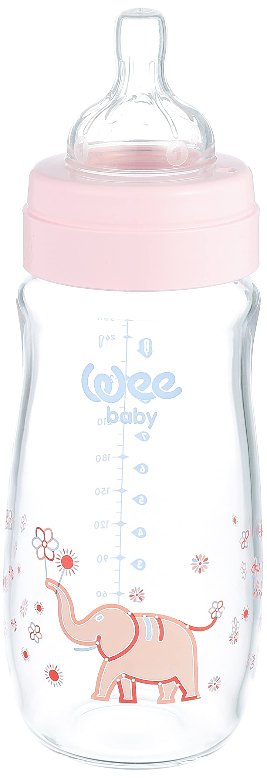 Wee Baby 141 Heat Resistant Glass Feeding Bottle with Wide Teat,