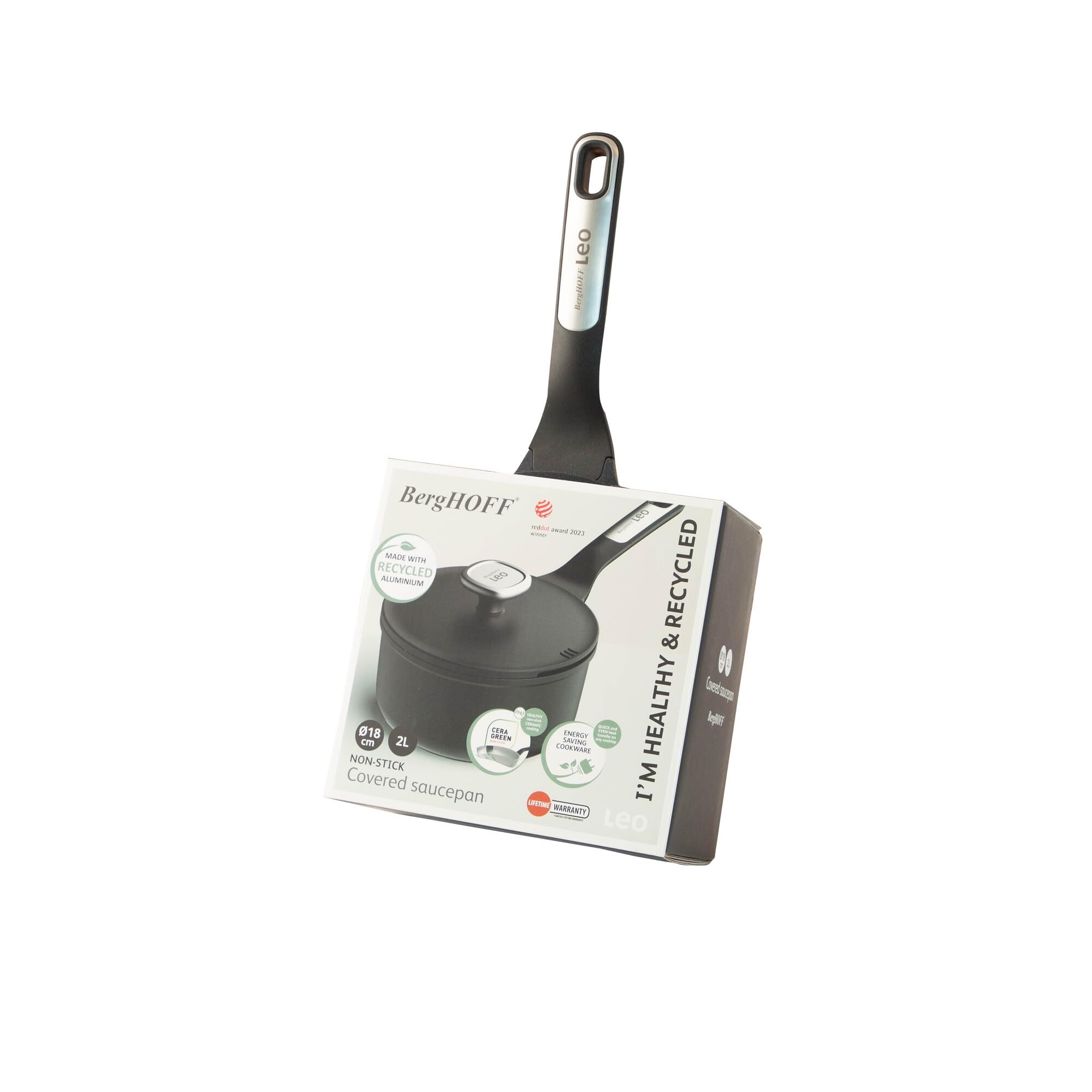 قدر بيرغوف Phantom سيراميك غير لاصق 7 بوصة – سعة 2.1 لتر مع غطاء مصفاة