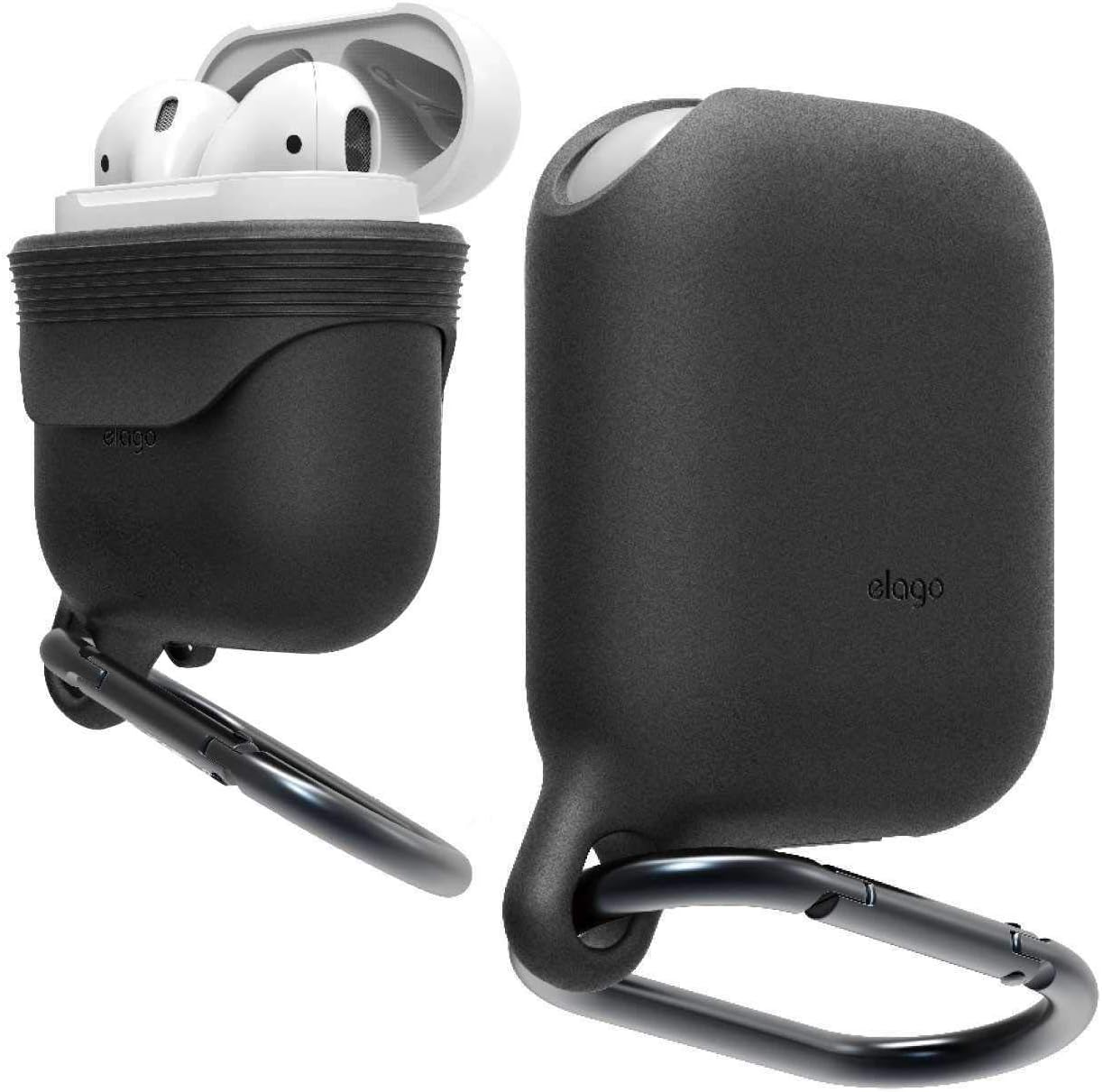 جراب ELAGO المقاوم للماء AirPods المعلقة - أسود