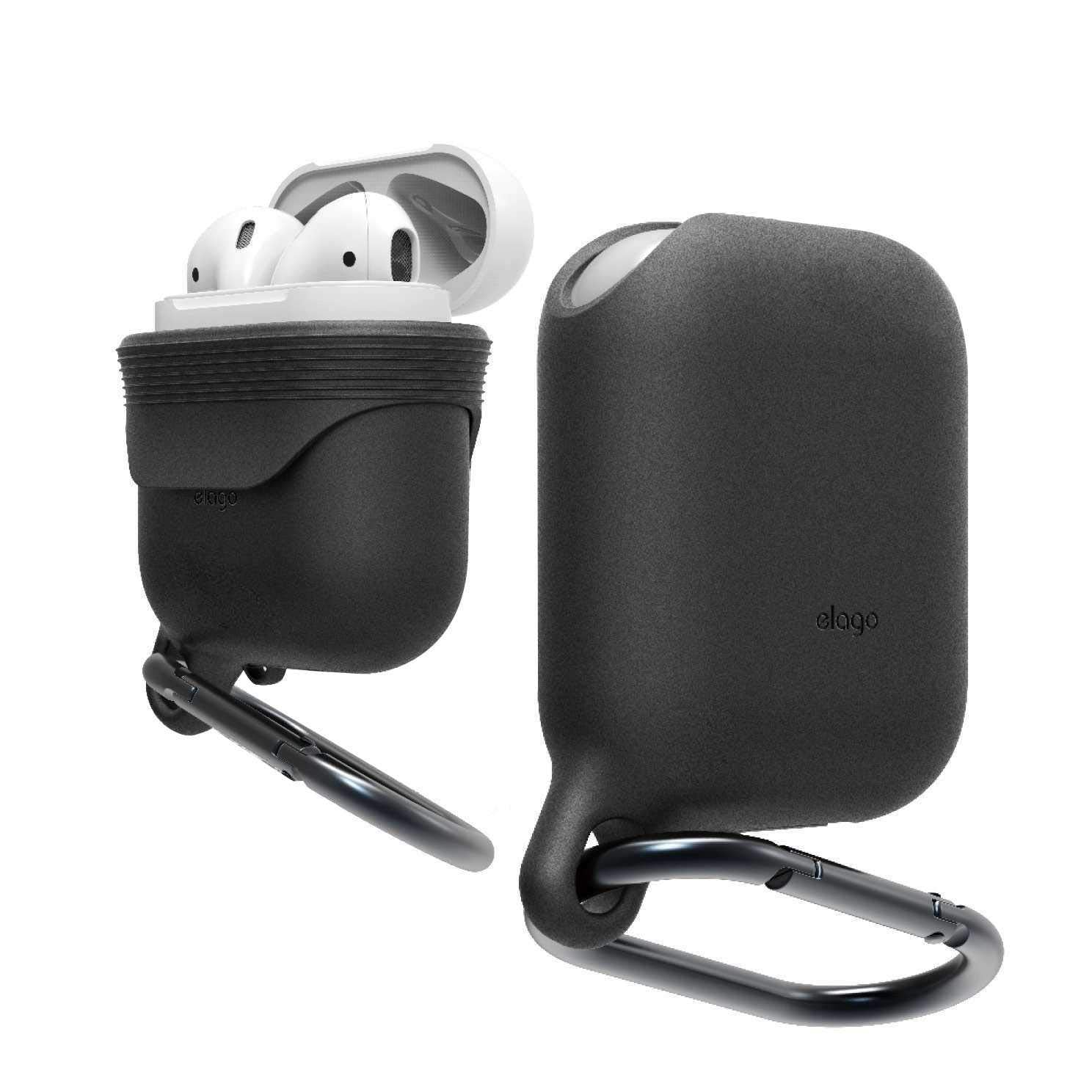 جراب ELAGO المقاوم للماء AirPods المعلقة - أسود