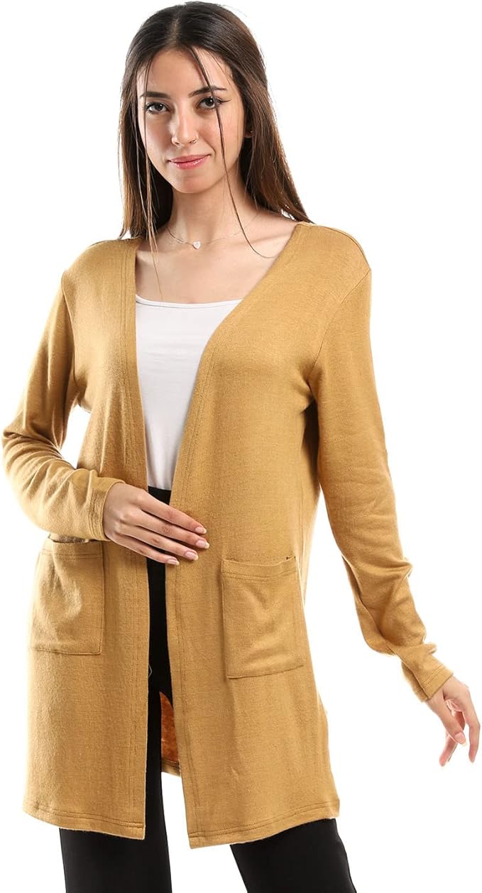 كارديجان نسائي بأكمام طويلة وجيوب جانبية من جميلة – ناعم وأنيق ومريح