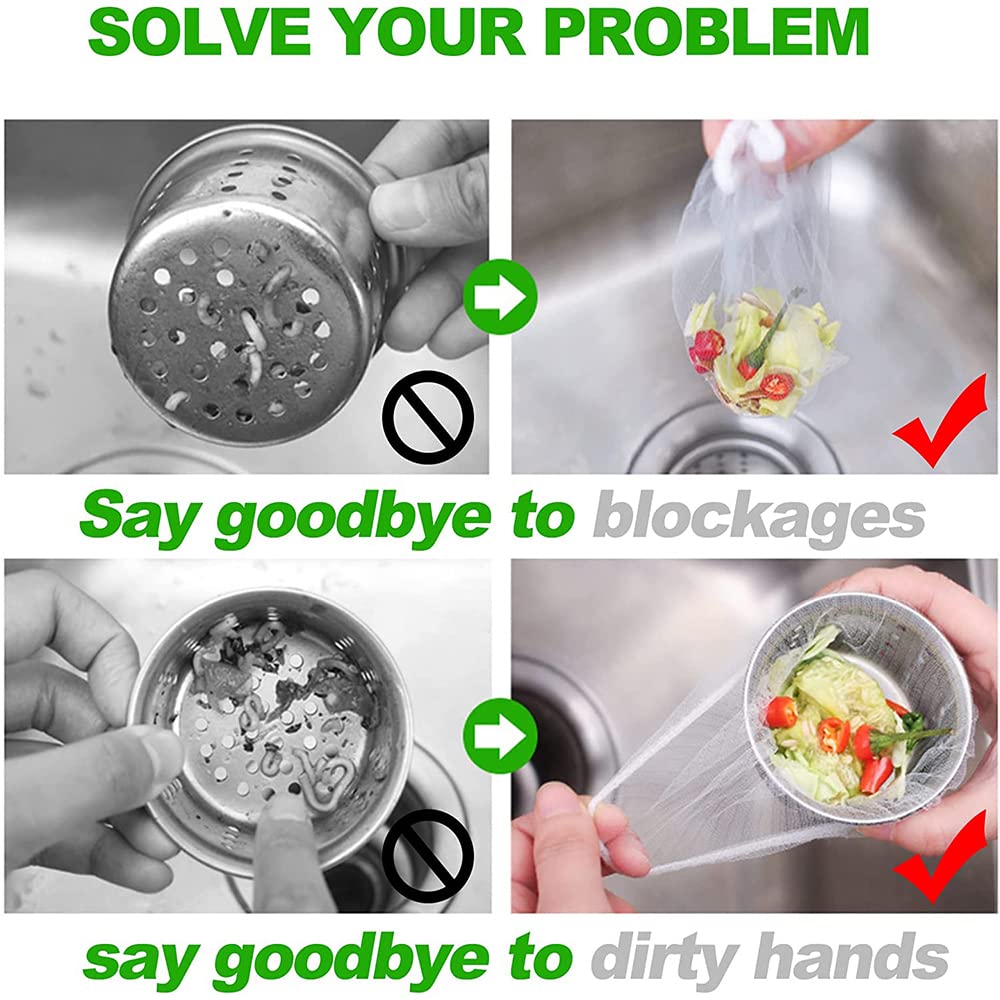 Disposable Sink Strainer Mesh Bag for Kitchen-100 Pcs, Norlitec Sink Strainer Mesh Bags for Kitchen Bathroom Balcony, Premium Disposable Anti-Clogging Sink Strainer Bags for all Home Sink Strainers - Safqqa Egypt