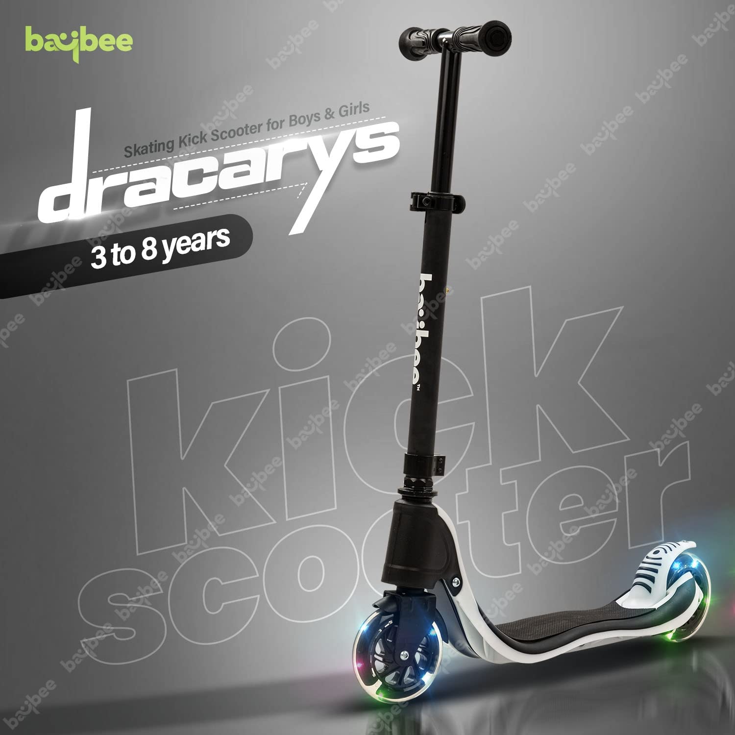 سكوتر بايبي دراكاريس بعجلتين هو وسيلة ممتعة وآمنة للأطفال من عمر 3 إلى 8 سنوات. يتميز بمقبض قابل للتعديل بثلاث مستويات ارتفاع ليناسب نمو الطفل، بالإضافة إلى عجلات PU مضيئة بتقنية LED