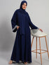 Elegant Women Abaya Set with Hijab Navy Modest Wear