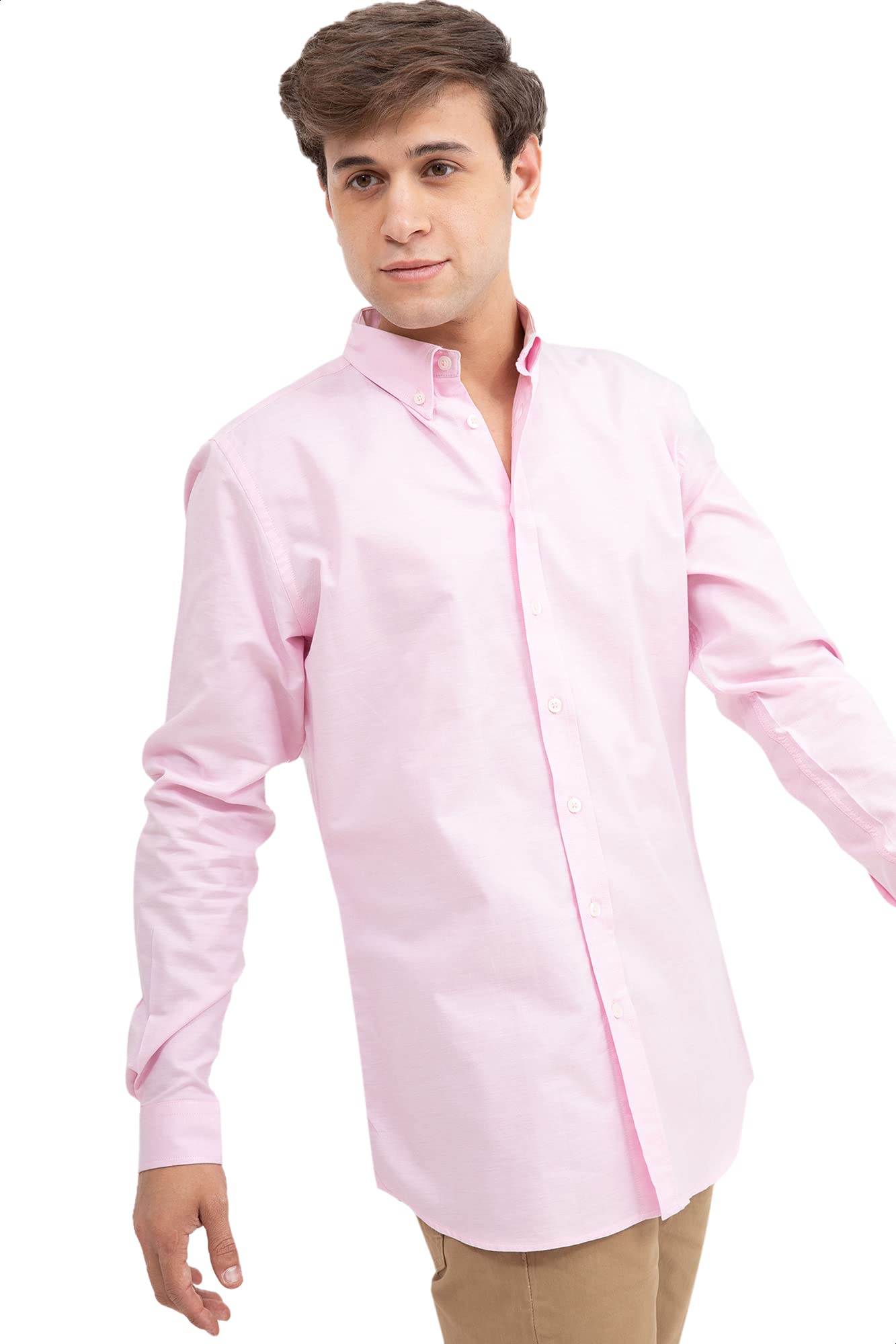 Premoda Long Sleeves Regular-Fit Solid Button-Down Shirt for Men