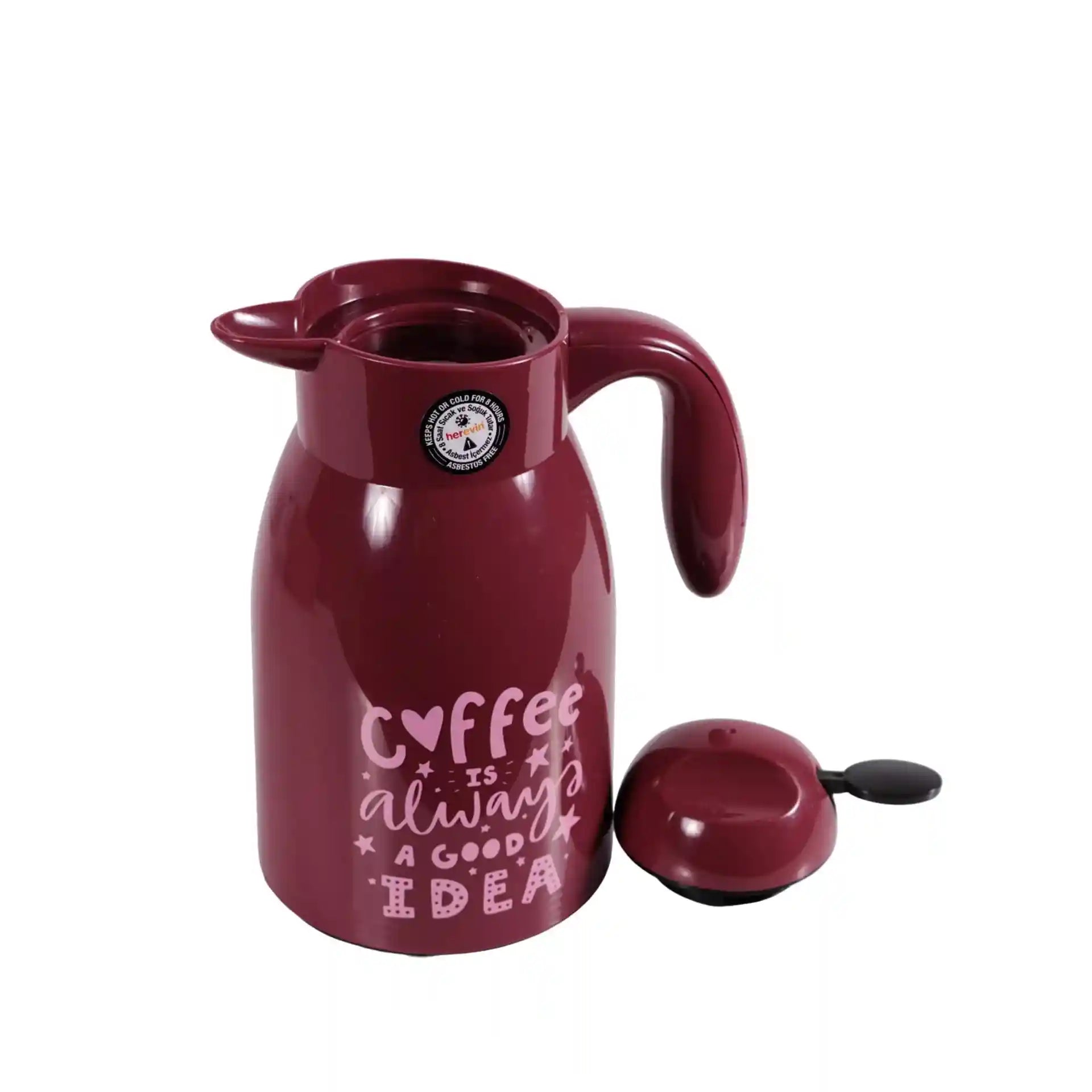 Herevin Decorated Vacuum Flask - 1 Liter Capacity, Multicolor, Stainless Steel, Keeps Hot/Cold for Hours, Made in Turkey