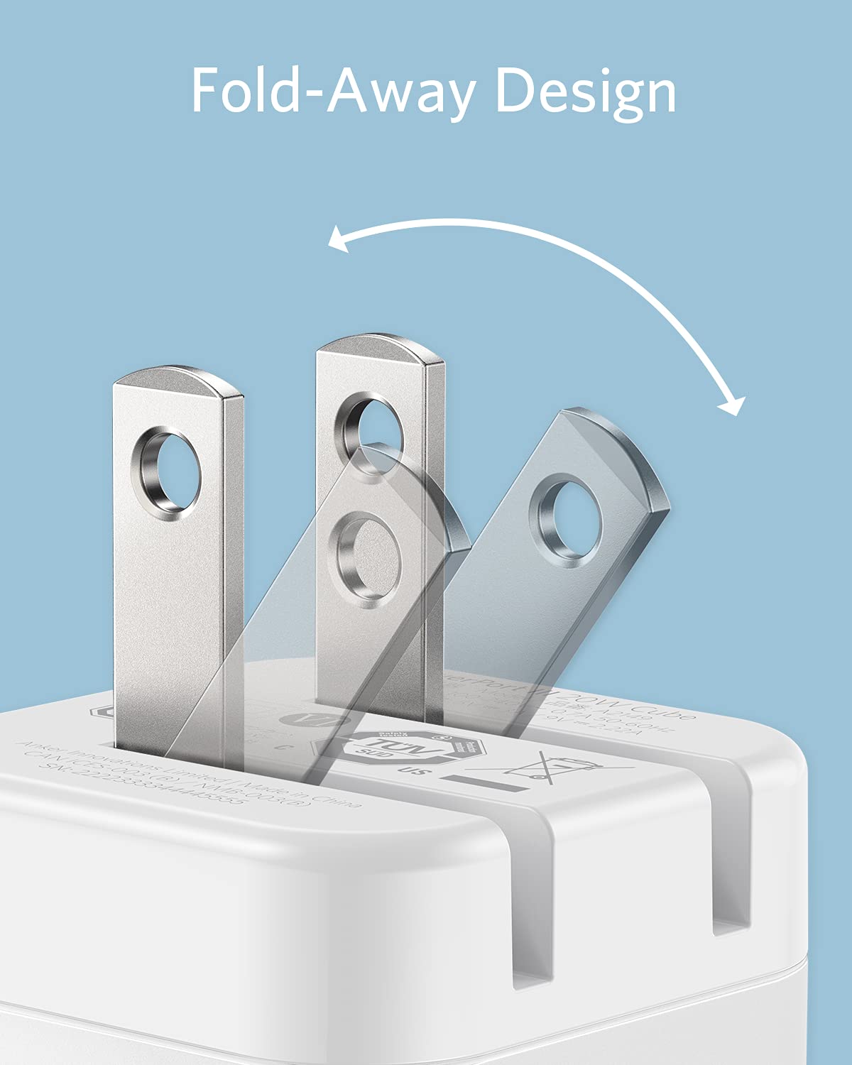 شاحن أنكر USB C، شاحن سريع 20 واط مع قابس قابل للطي، شاحن مكعب PowerPort III 20 واط لأيفون