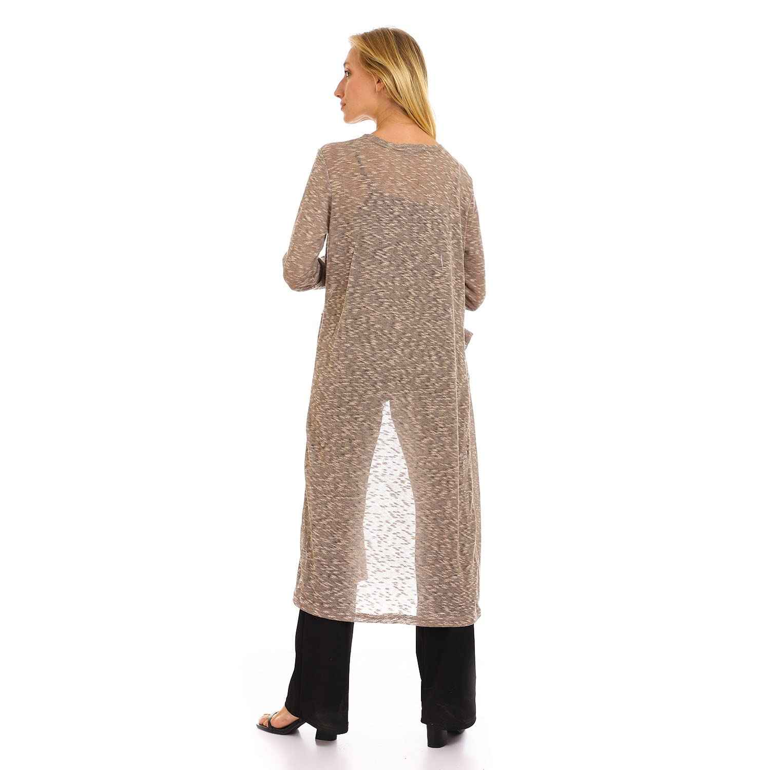 JAMILA Women Self Patterned Open Neckline Long Cardigan SWEATER