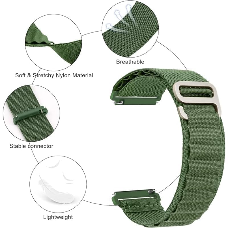 Generic YILED Loop Nylon Bands 20mm 22mm Quick Release Watch Strap, Sport Nylon Solo Loop Rugged Replacement Strap for Women Men (22mm, Black+Dark Green) - Safqqa Egypt