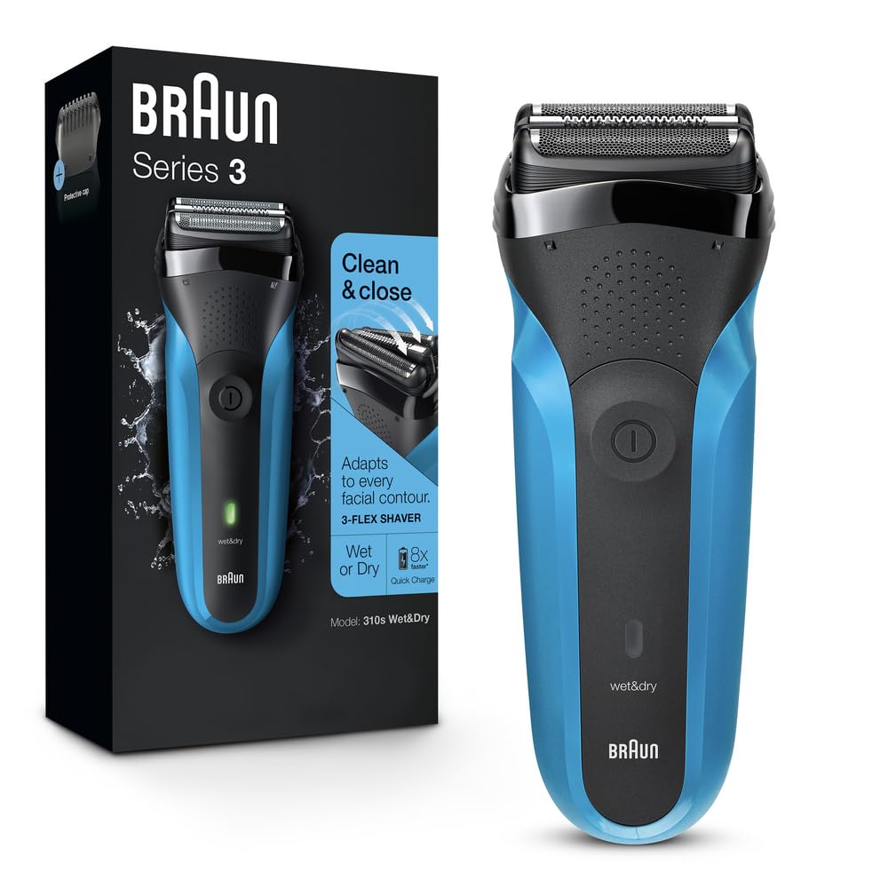 Braun Series 3 310s Wet & Dry Shaver with 3 Flexible Blades - Black/Blue Visit the Braun Store