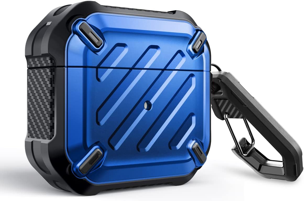جراب Supcase Unicorn Beetle Pro Series مصممة لـ AirPods 3 (2021)، جراب واقي قوي للجسم بالكامل مع مشبك كارابيني لـ AirPods الجيل الثالث (أزرق)