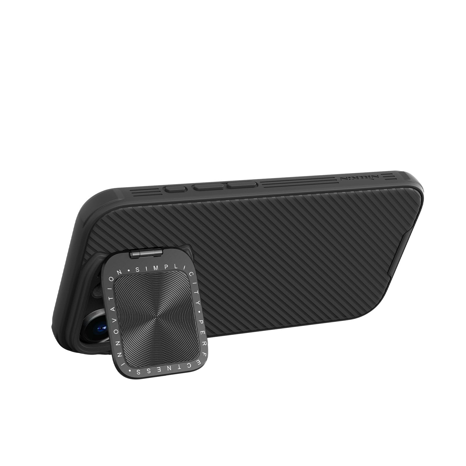جراب Nillkin CamShield Prop لهاتف iPhone 16 Pro Max 6.9 بوصة – حماية للعدسة قابلة للطي، حامل للجوال، أسود