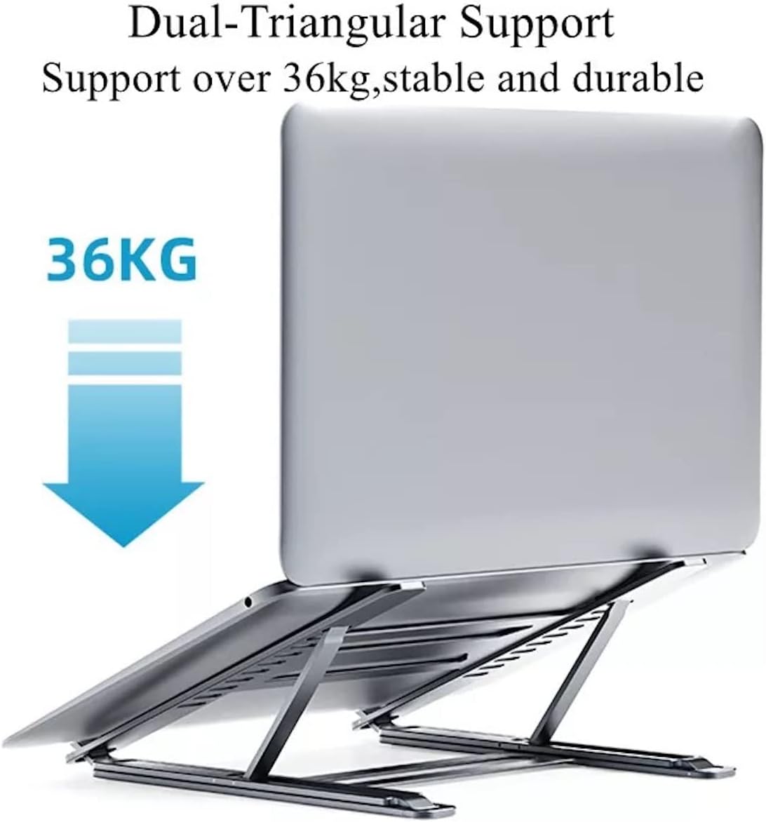 Boneruy Double-Layer Foldable Laptop Stand, Compatible with Laptops up to 17.3 inches - Silver