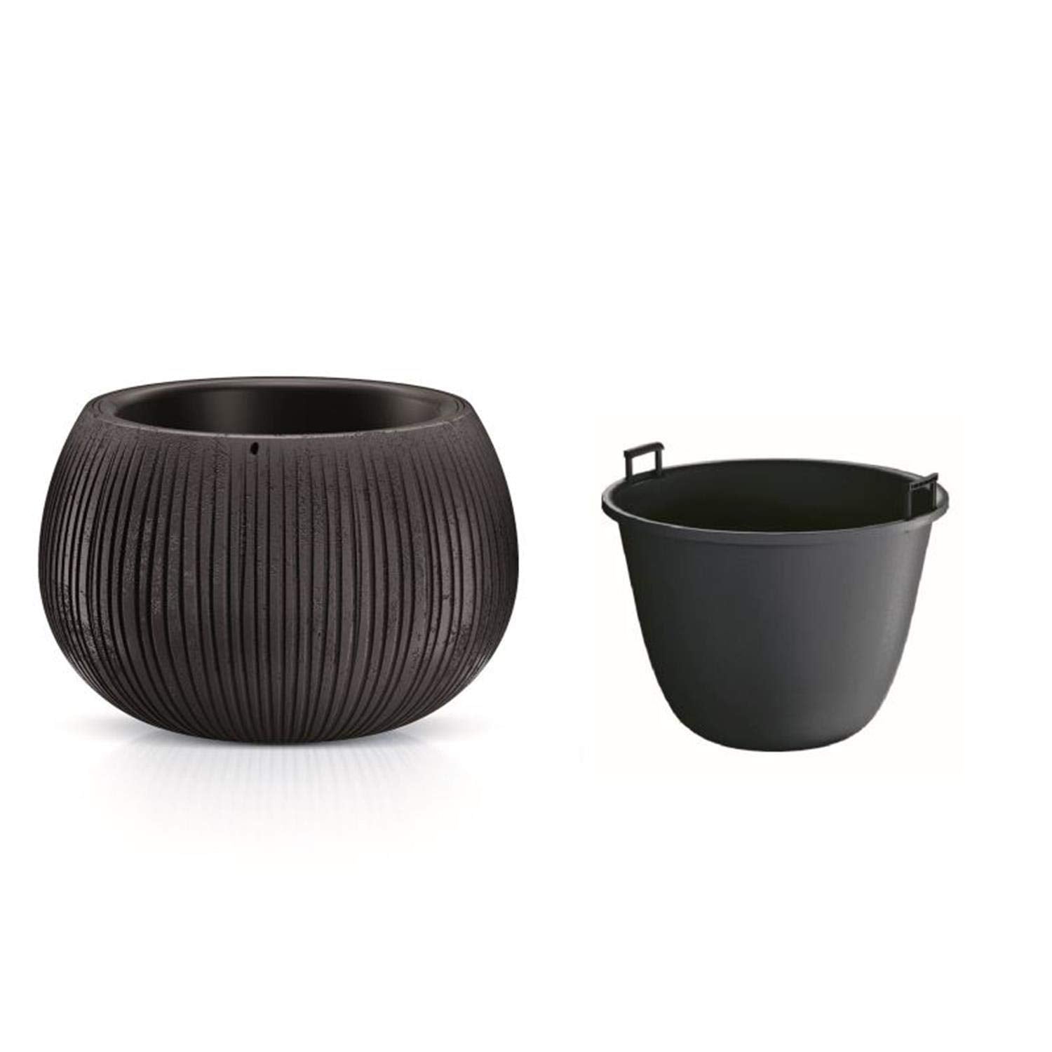 Prosperplast Round Plant Pot 2 in 1 Plastic Flower Pot for Home and Garden Use
