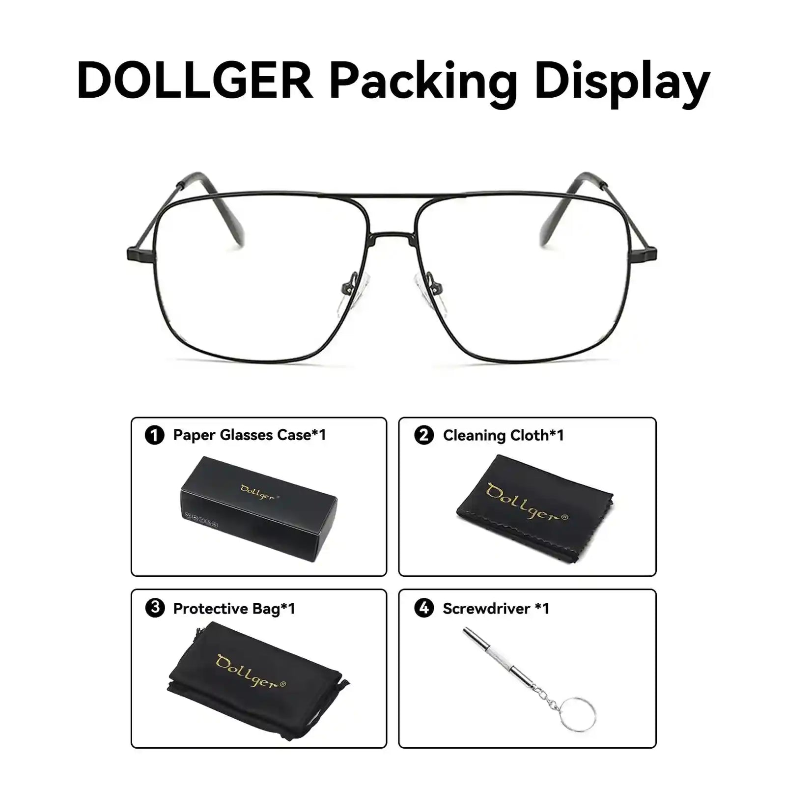 Dollger Classic Glasses Clear Lens Non Prescription Metal Frame Eyewear Women