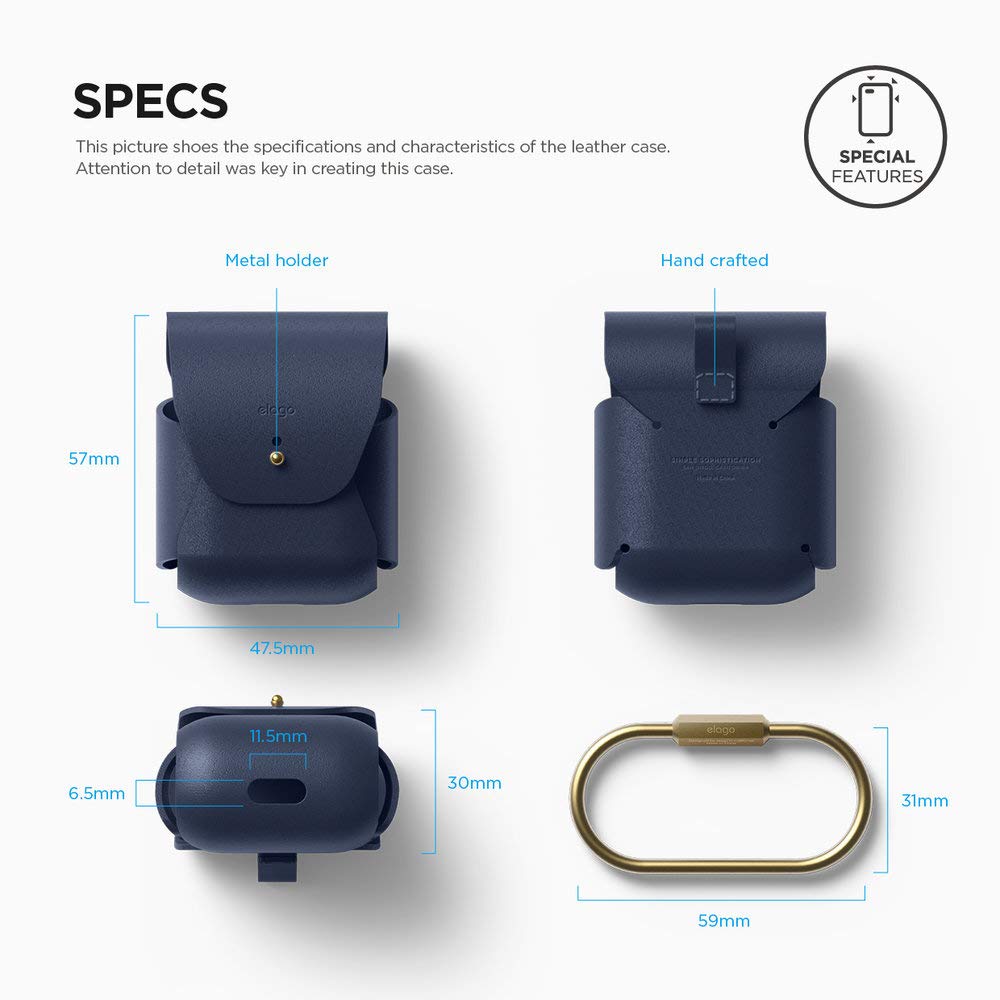 Elago Airpods Genuine Leather Case - Jean Indigo - Safqqa Egypt