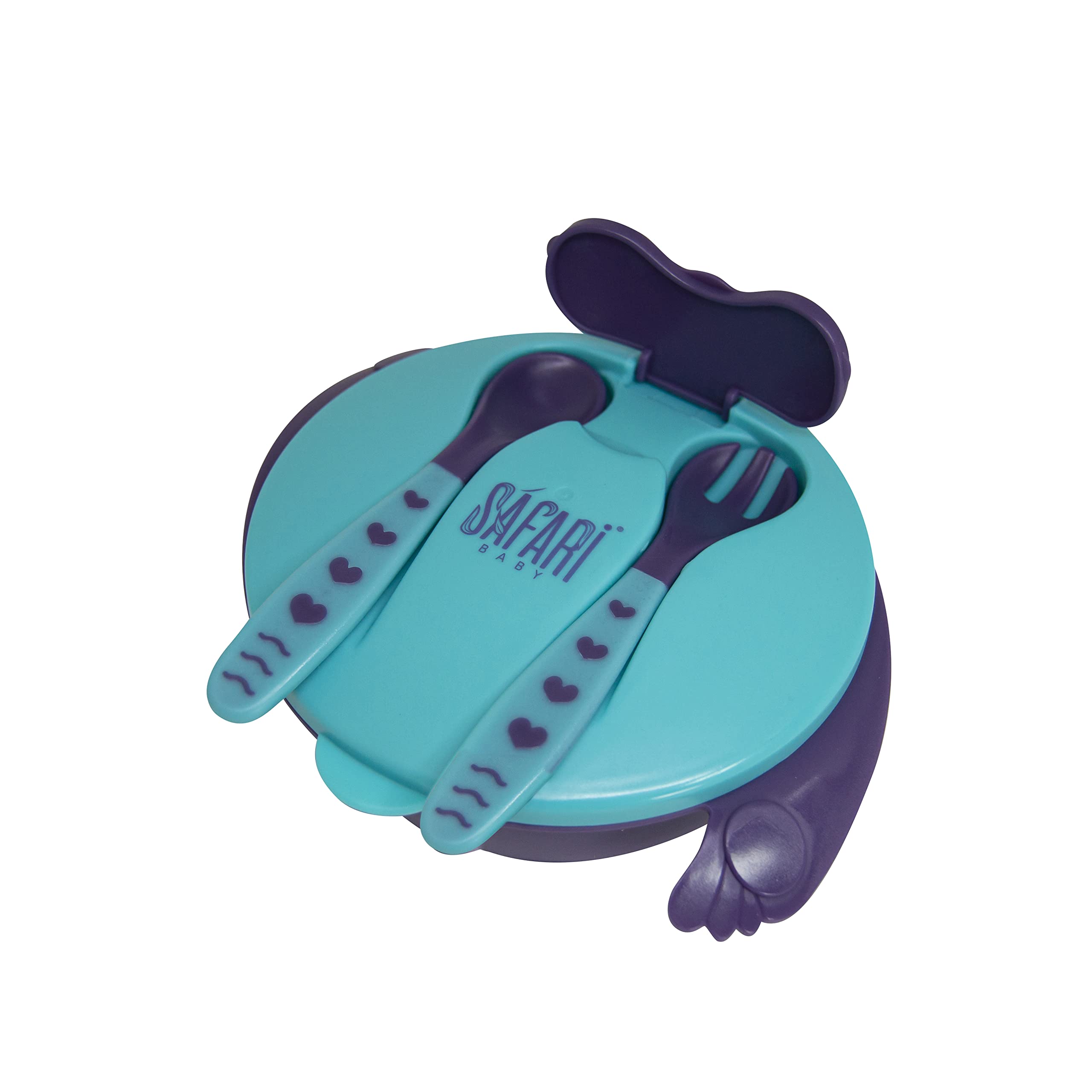 Safari dividable bowl with spoon and fork blue 1 piece - Safqqa Egypt