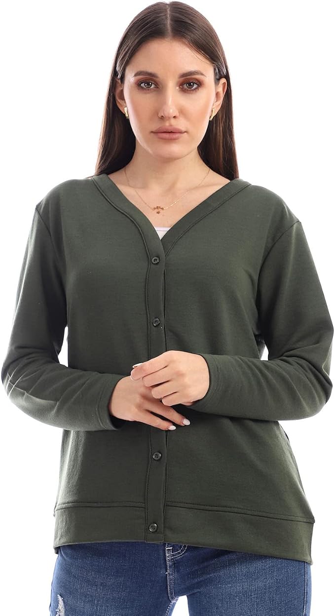 :JAMILA Long Sleeves Soft Cardigan With Buttons For Women,Easy to layer over tops or dresses.