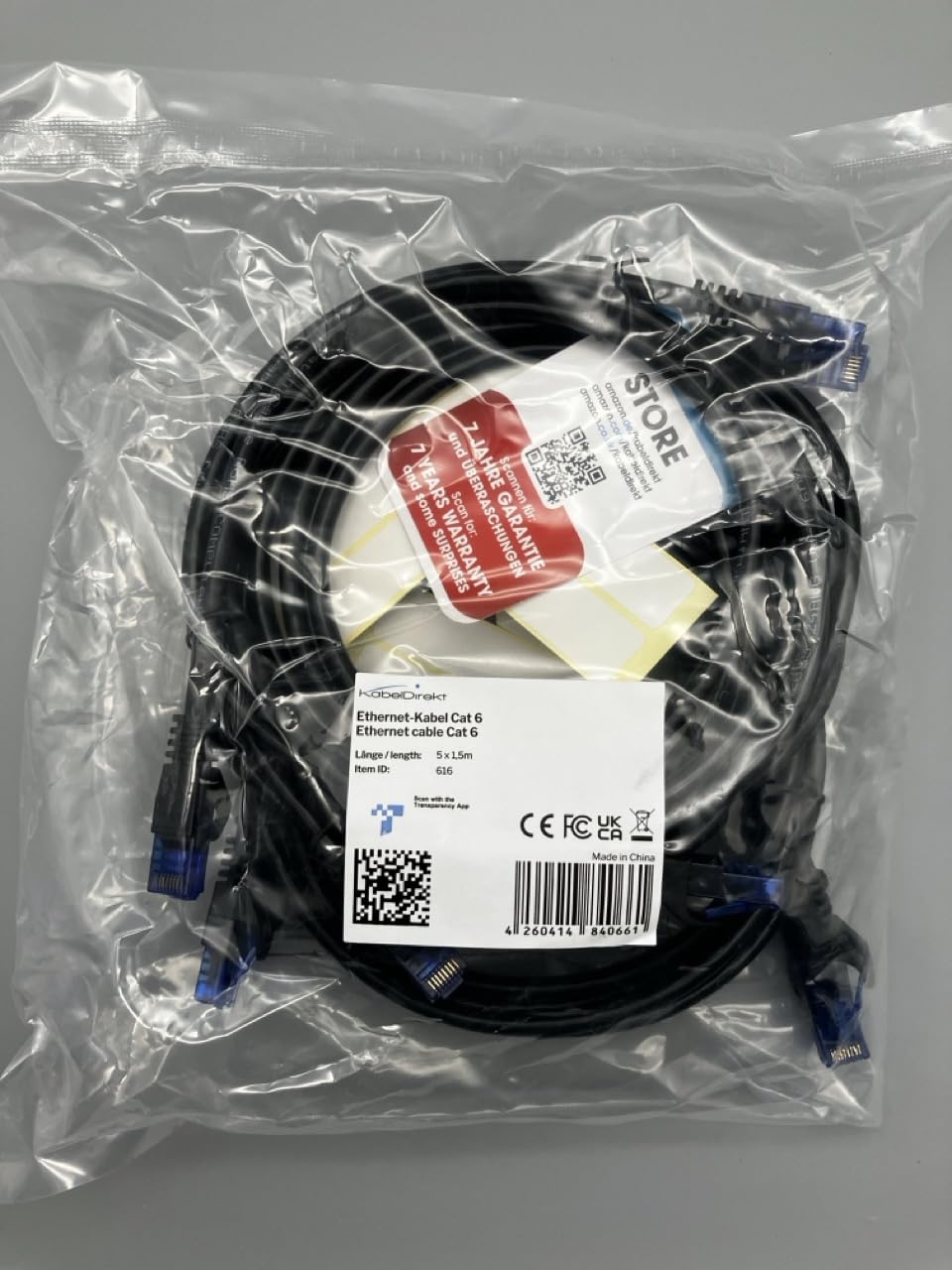 مجموعة  كابلات الكمبيوتر من KabelDirekt  عبوة من 5 كابلات، 1.5 متر مصممة لنقل الإنترنت عالي السرعة