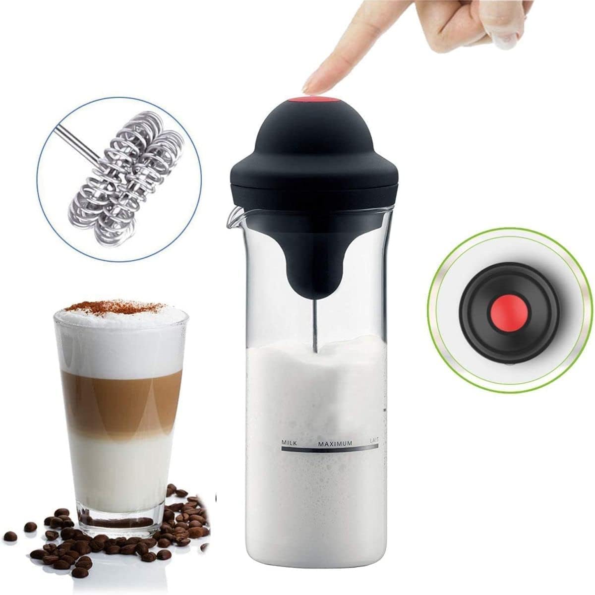 Generic Battery-Operated Milk Foam Maker for Latte, Coffee, Cappuccino, and Hot Chocolate - 450ml