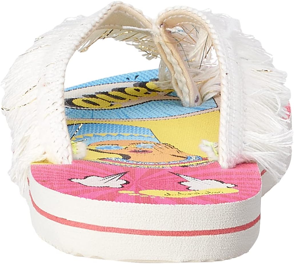 Shibshibi Girls’ Rubber Flip Flop – White Fabric Strap
