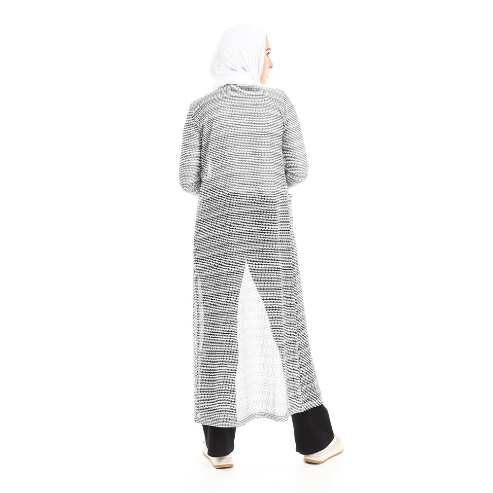JAMILA Side Pockets Open Neckline Long Cardigan For Women,Ideal for casual wear, office looks, or cooler evenings..