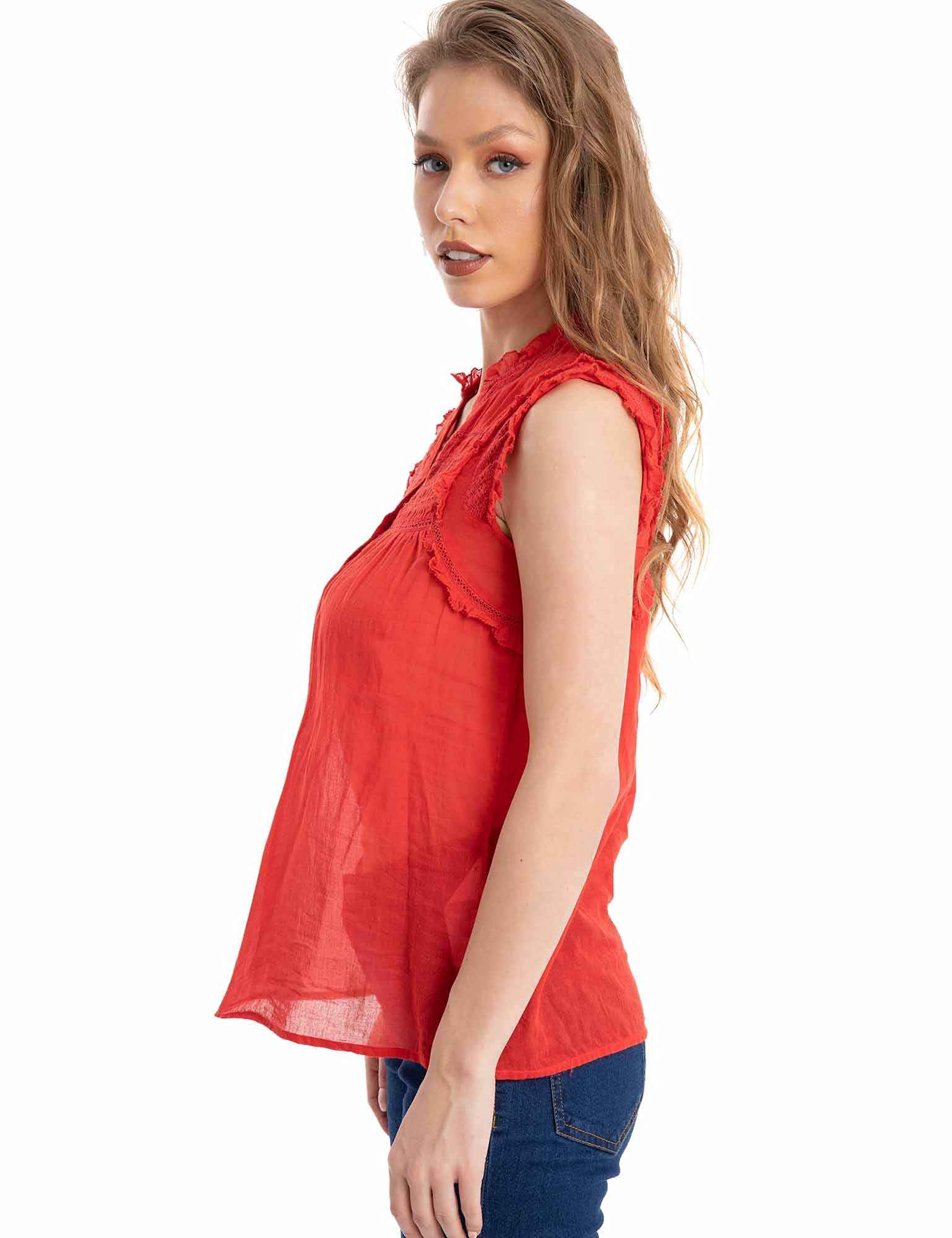 Dalydress Dare Plain Sleeveless V Neck Blouse for Women - Safqqa Egypt