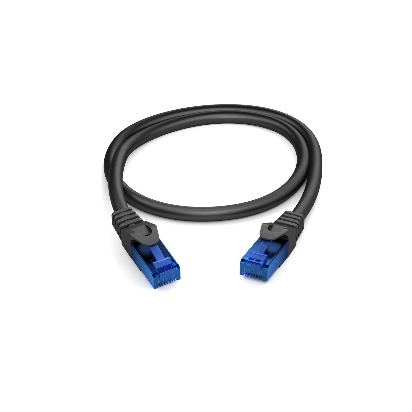 KabelDirekt 613 Ethernet, patch & network cable (transfers gigabit internet speed, ideal for 1Gbps networks/LANs, routers, modems, switches, RJ45 plug ) black/blue, Pack of 5 Cables, 0.5 Meters