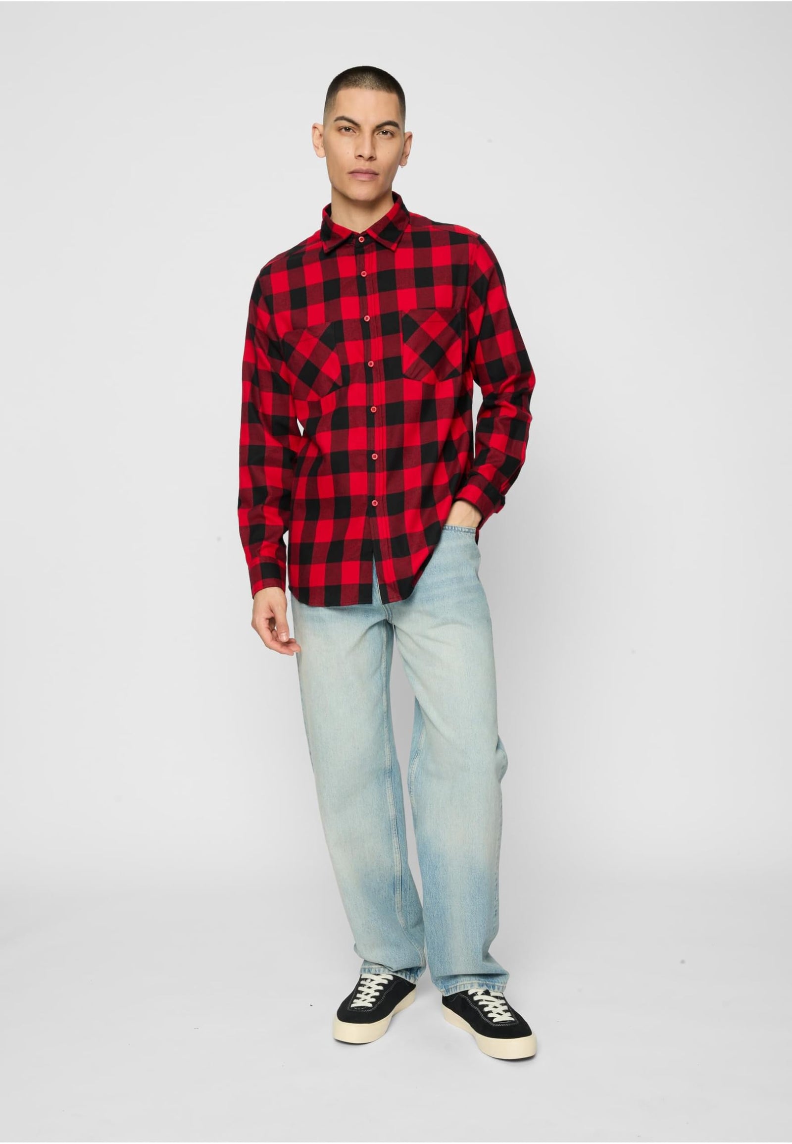 Urban Classics Shirts For Mens Black/red