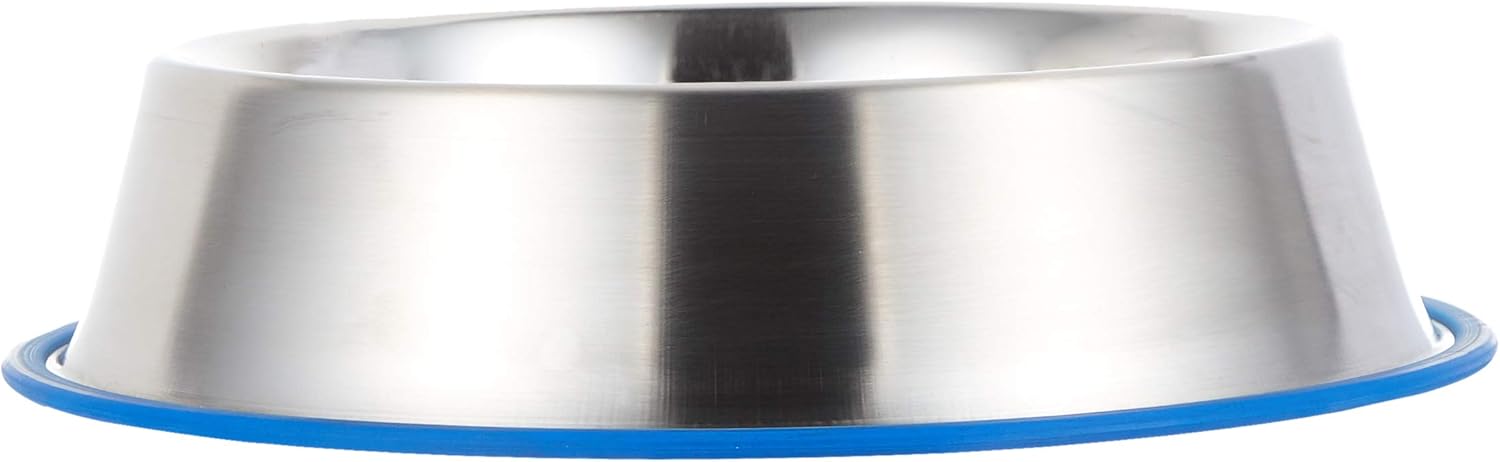 وعاء طعام لكلاب من كرووز مصنوع من الفولاذ المقاوم للصدأ مع قاعدة زرقاء بسعة 0.45 لتر، مصمم لتغذية الكلاب بأمان وراحة. خاماته متينة ومقاومة للصدأ وسهلة التنظيف