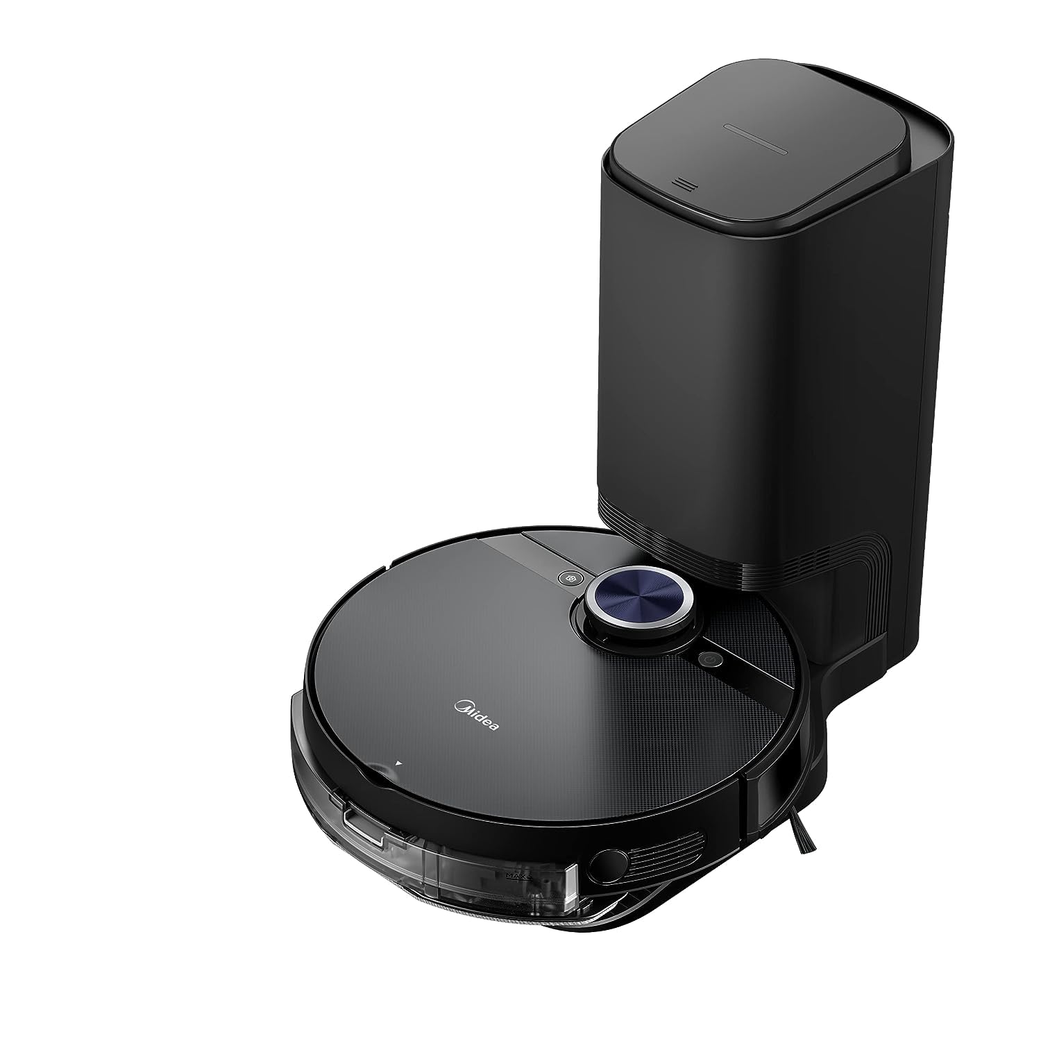 Midea Robot Vacuum cleaner, 4000Pa Strong Suction with BLDC motor App & Voice Control Msmartlife, Dust Bin In Station is 2L for 45 days, carpet sensor, Display screen Black S8,( An original product that is lightly used and tested by SAFQQA )