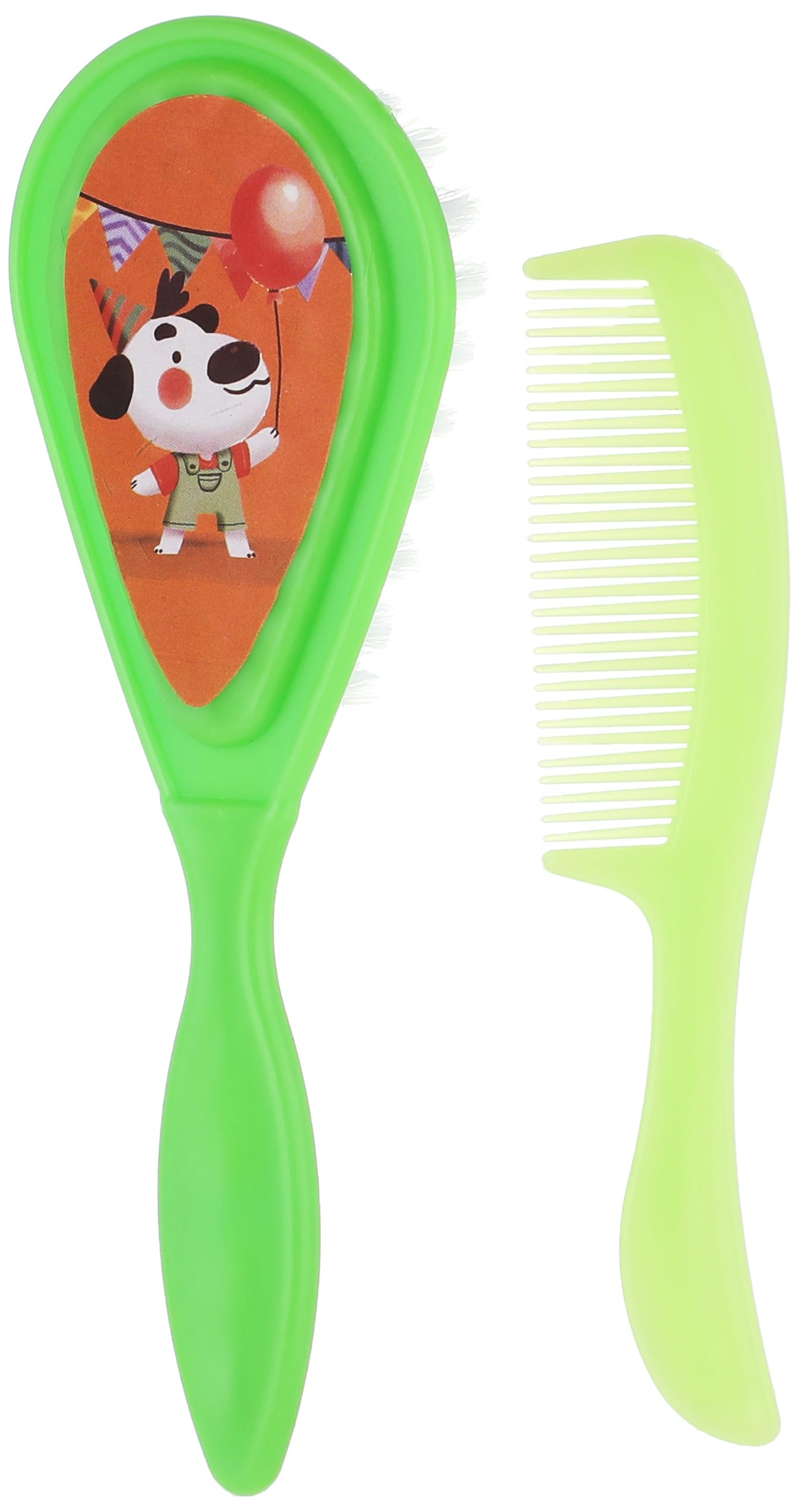 طقم فرشاة ومشط أطفال من مامبينو باللون الأخضر مصمم بعناية ليكون لطيفًا على فروة الرأس وشعر الأطفال