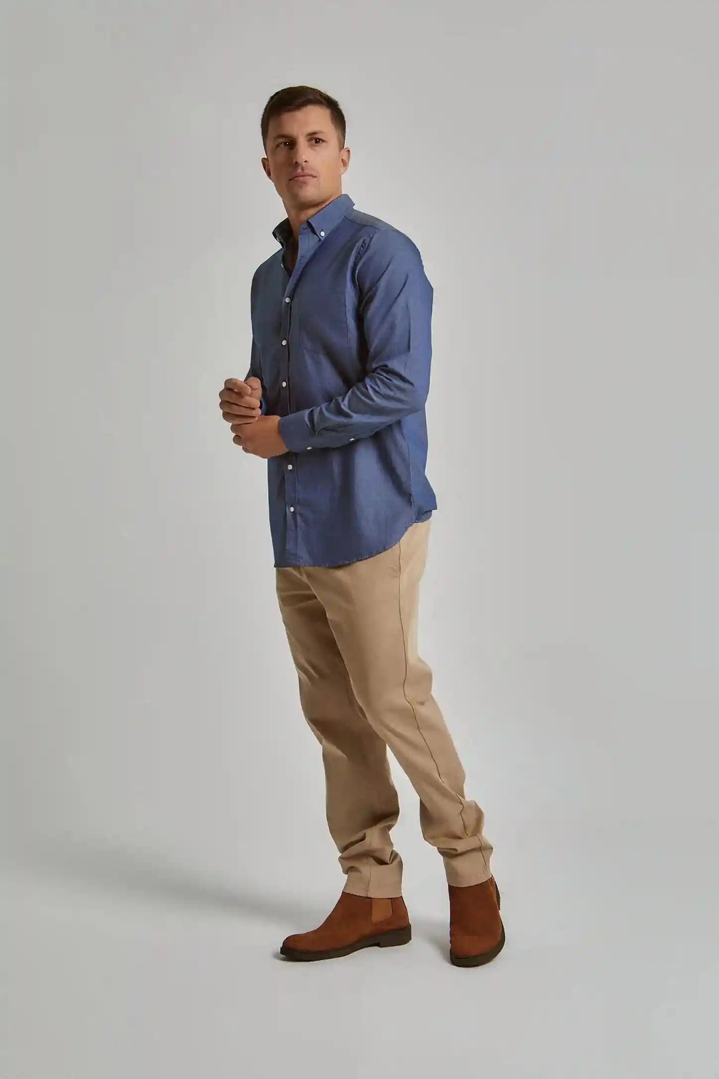 DALYDRESS Mens Casual Long Sleeve Regular Fit Chambray Shirt 220-558-2136-1936 Shirt - Safqqa Egypt