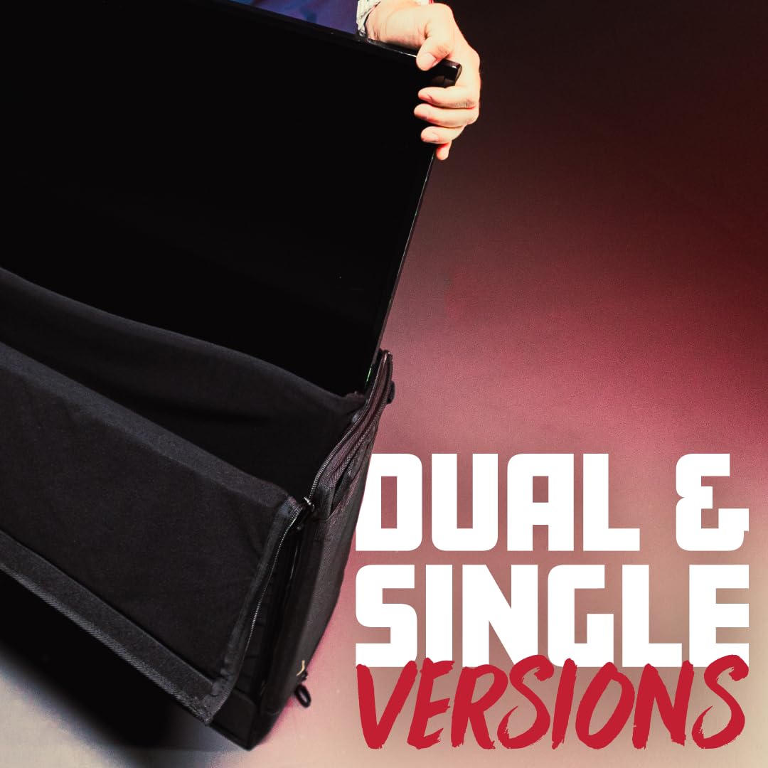 حقيبة النقل جاتور كيسز هي حل متين ومريح لنقل شاشتين LCD، أو شاشات كمبيوتر، أو تلفزيونات بحجم 40