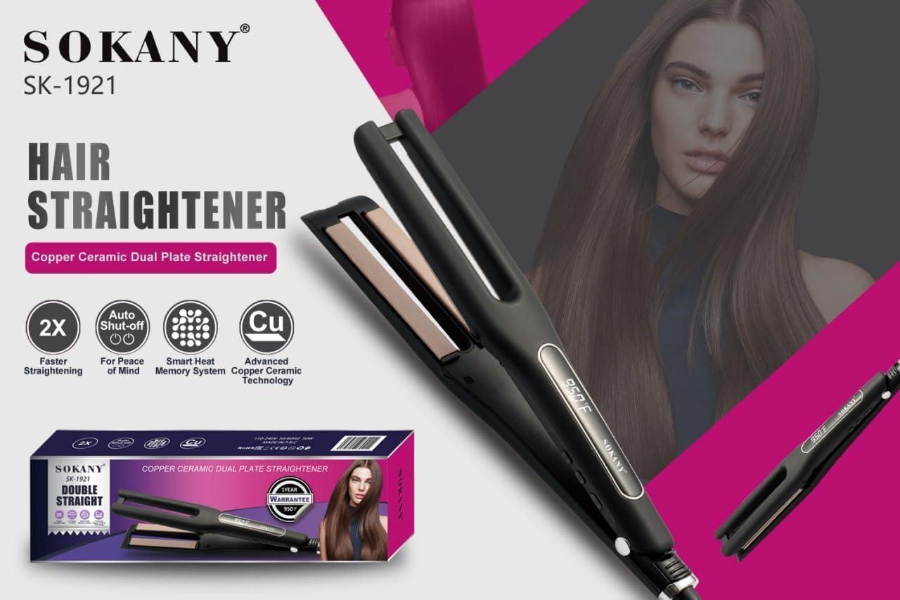 Professional Hair Straightener for Smooth Styling by Sokany SK-1921