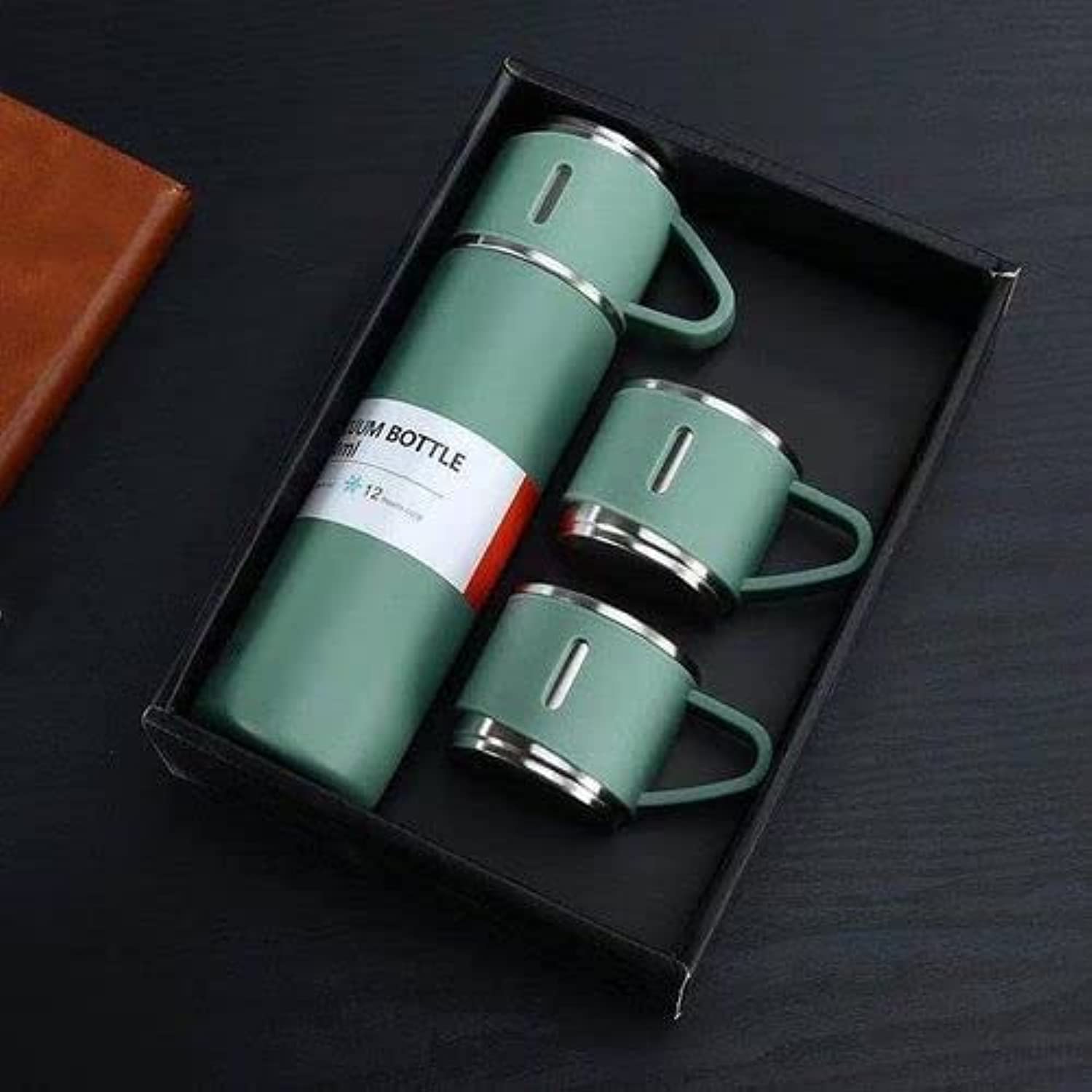 500ml Gift Box Set Flask with 3 Cups – Double-Layer 304 Stainless Steel Vacuum Thermos Travel Mug (Minor Scratch) - Safqqa Egypt