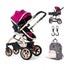 Teknum - 3 in 1 Pram Stroller Story, Diaper Bag & Hooks - Wine Grey