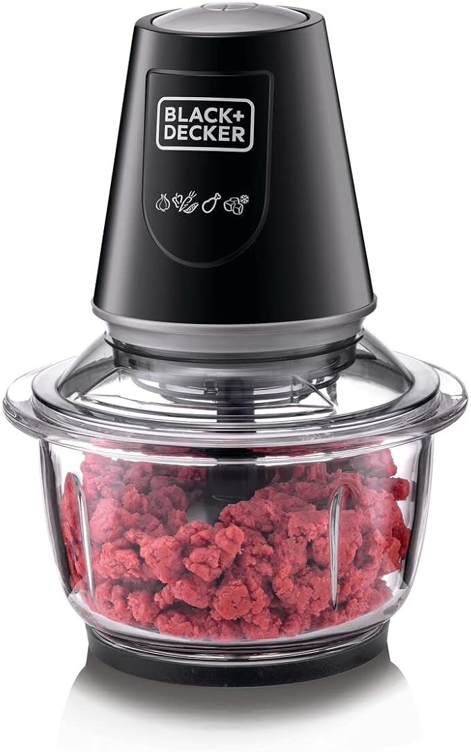 BLACK+DECKER 400W Glass Chopper GC400-B5 1.2L 4-Blade Ice Crushing