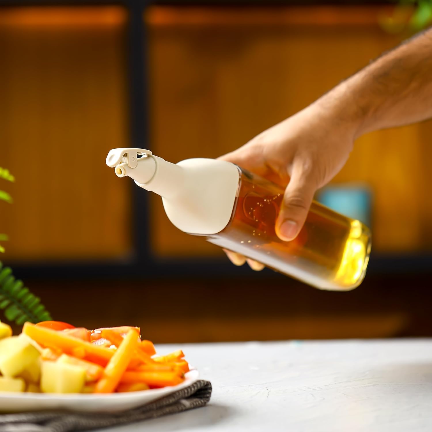 زجاجة زيت وخل جامبو بسعة 550 مل مع غطاء محكم الإغلاق غطاء محكم يمنع التسرب ويحافظ على النكهة