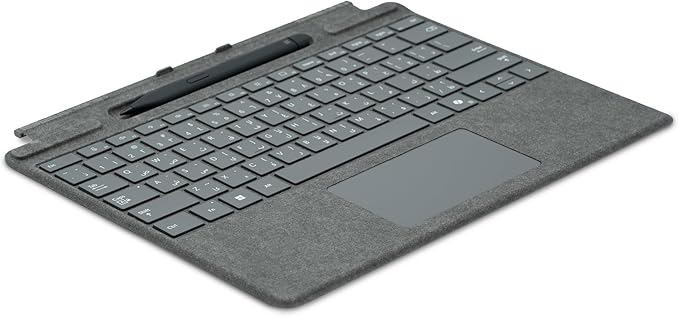 لوحة مفاتيح من ماركة مايكروسوفت مع مكان لحفظ القلم متوافقة مع Surface Pro باللغتين العربية والإنجليزية لون رمادي – Safqqa Egypt